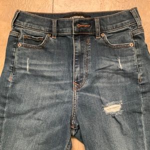 EUC Express Cropped Straight Super High Rise Jeans